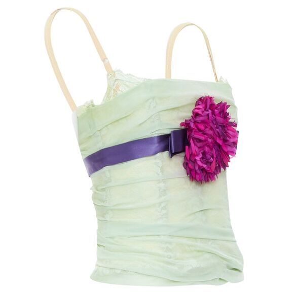Dolce Gabbana Silk Flower Applique Corset Bustier - Picture 3 of 6